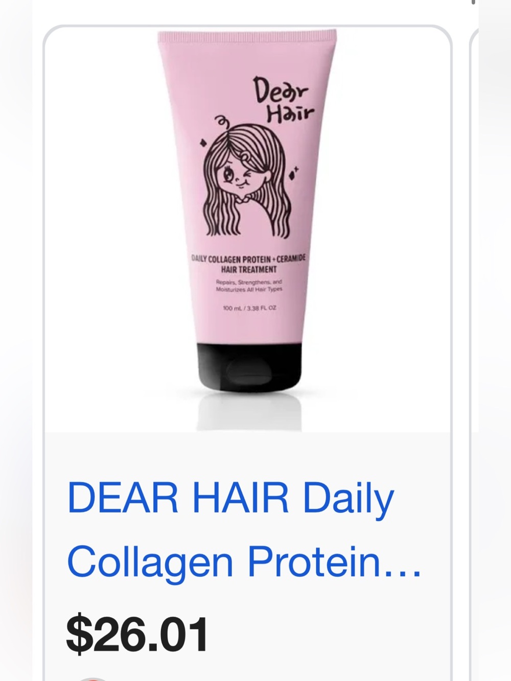 Dear Hair Daily Collagen Protein + Ceramide Hair Treatment - Pink